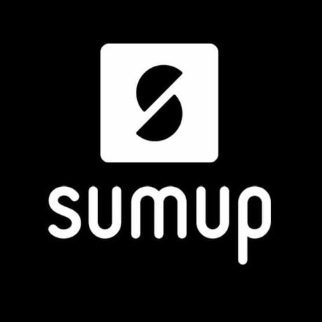Logo SUMUP avec sont fond noir et "SUMUP" écrit en blanc.