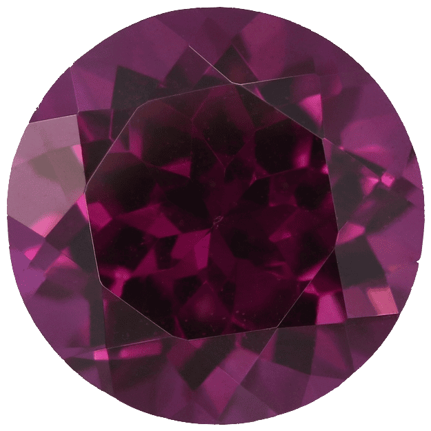 Très belle pierre ronde de grenat avec sa couleur entre rouge, bordeau et violet.